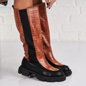 Cizme Dama Imblanite Camel din Piele Ecologica Allison