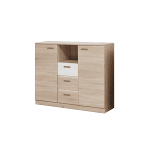 Comoda EFK 2, 2 usi, 3 sertare, sonoma + alb, 130x42x105 cm
