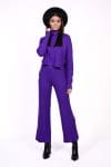 Compleu Ramona mov din tricot cu bluza si pantaloni