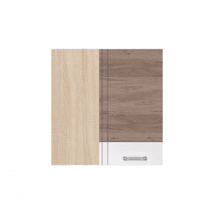 Corp superior de colt ECO-45G dreapta, 1 usa, corp stejar sonoma, fronturi alb lucios +stejar sanremo, 70x40x72 cm