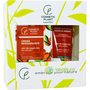 Set Essential cu Ulei de Argan si Aloe Vera ( Crema Regeneranta de Zi 50ml + Crema Nutritiva pentru Maini si Unghii 100ml)