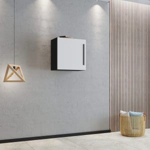 Cub Haga, O Usa, Alb Lucios/Negru, MDF, L 50 x l 30 x H 50 cm