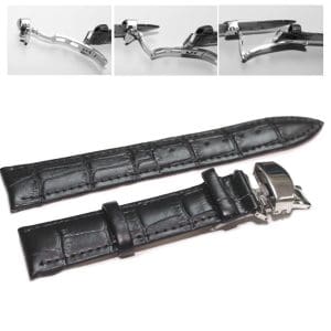 Curea ceas piele neagra Deployant 18 mm 20 mm 22 mm 24 mm