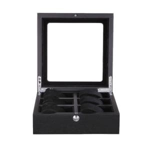 Cutie depozitare 6 ceasuri Lux LEMN NEGRU cu geam