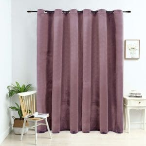 Draperie opacă roz antichizat 290×245 cm catifea inele metalice