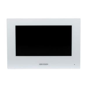 Videointerfon de interior WiFi Hikvision DS-KH6320-WTE1-W, 7 inch, slot card, aparent, 12V DC/PoE, alb