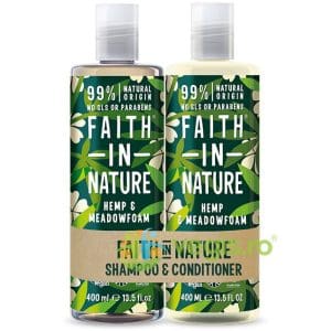 Set Sampon pentru Par Normal sau Uscat cu Canepa si Floare de Ou 400ml + Balsam pentru Par Normal sau Uscat cu Canepa si Floare de Ou 400ml