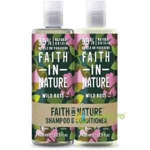 Set Sampon pentru Toate Tipurile de Par cu Trandafir Salbatic 400ml + Balsam pentru Toate Tipurile de Par cu Trandafir Salbatic 400ml