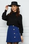 Fusta Dy Fashion albastra cu nasturi perlati