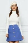 Fusta Dy Fashion bleu cu nasturi perlati