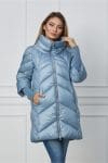 Geaca Cristina bleu cu guler maxi si mansete