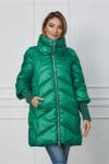 Geaca Cristina verde cu guler maxi si mansete