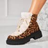 Ghete Dama Imblanite Animal Print din Piele Ecologica Intoarsa Ymelia