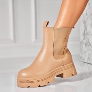 Ghete Dama Imblanite Kaki din Piele Ecologica Milany