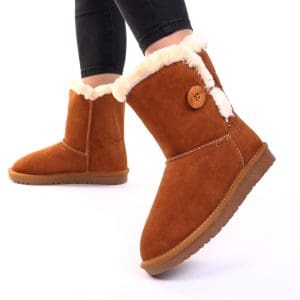 Ghete piele intoarsa naturala camel Tina