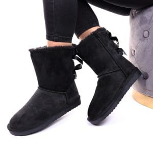 Ghete piele intoarsa naturala negre Gaby