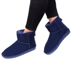 Ghete piele naturala intoarsa bleumarin Elana