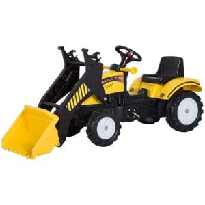 Jucarie tractor cu excavator si pedale din Plastic si fier 114×41×52cm negru-galben HOMCOM | Aosom RO