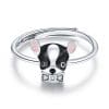 Inel reglabil din argint Black and White Puppy