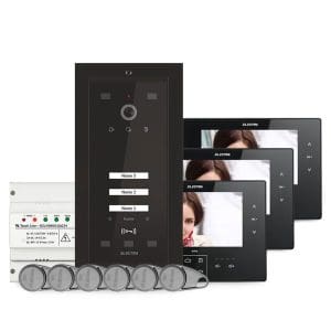 Kit videointerfon Electra Home EL-VINT-HOME-3-7, 3 familii, ecran 7 inch, 800 TVL, aparent/ingropat
