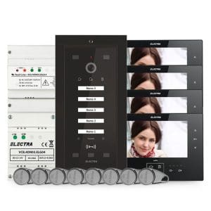 Kit videointerfon Electra Home EL-VINT-HOME-4-7, RFID, 4 familii, ecran 7 inch, 800 TVL, aparent/ingropat
