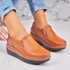 Mocasini dama Piele Naturala Camel Wini