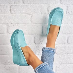 Mocasini dama Piele Naturala Turcoaz Zula