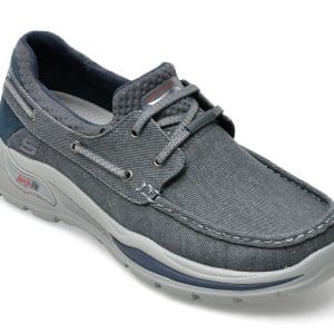 Mocasini SKECHERS gri, ARCH FIT, din material textil