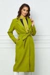 Palton Darina olive cu cordon in talie