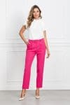 Pantaloni Dy Fashion fucsia cu pliuri si curea in talie