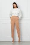 Pantaloni LaDonna bej cu pliuri in talie