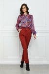 Pantaloni Moze caramizii cu accesoriu la buzunare