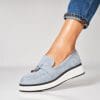 Pantofi dama casual Albastri din Piele Ecologica Intoarsa Athie