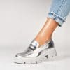 Pantofi dama casual Argintii din Piele Ecologica Lacuita Lyndon