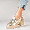 Pantofi dama casual Auriu din Piele Ecologica Lacuita Sargun