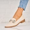 Pantofi dama casual Bej din Piele Ecologica Intoarsa Beula