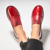 Pantofi dama casual Bordo din Piele Ecologica Lacuita Gelela