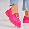 Pantofi dama casual Fucsia din Piele Ecologica Intoarsa Lazera