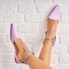 Pantofi dama casual Mov din Satin Lazera