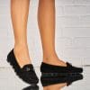 Pantofi dama casual Negri din Piele Ecologica Intoarsa Irace