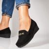 Pantofi dama casual Negri din Piele Ecologica Intoarsa Matla