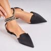 Pantofi dama casual Negri din Satin Lazera