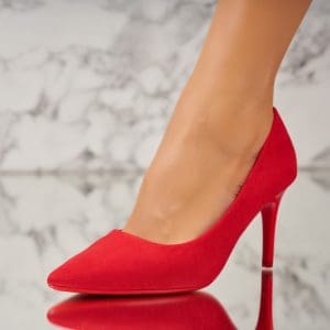 Pantofi dama stiletto Rosii din Piele Ecologica Intoarsa Jayami