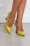Pantofi Fabia verde lime din piele naturala lacuita