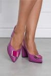 Pantofi Kara magenta cu accesoriu la varf si bareta