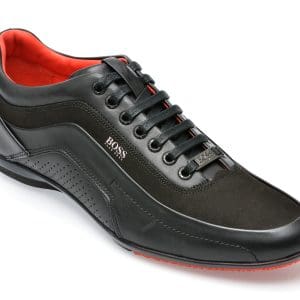 Pantofi sport BOSS negri, 9534, din piele naturala