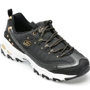 Pantofi sport SKECHERS negri, D LITES, din piele ecologica