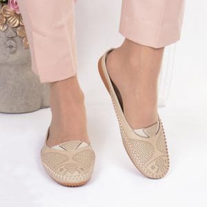 Papuci bej piele ecologica Anuta