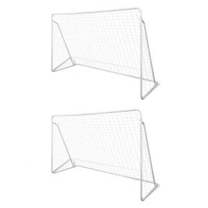 Porți de fotbal cu plasă, 2 buc, 240 x 90 x 150 cm, oțel