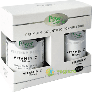 Pachet Vitamina C 1000mg cu Bioflavonoide din Citrice si Fructe de Maces Platinum 30tb + Vitamina C 1000mg Platinum 20tb